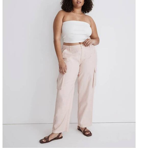 Madewell Low-Slung Straight Cargo Pants in Faded Petal Pink Size 31 NWT - Picture 1 of 8